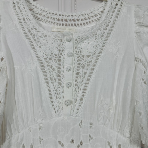LOVESHACKFANCY DIVINE CROCHET EMBROIDERED WHITE MINI DRESS SIZE 8 - Picture 11 of 16